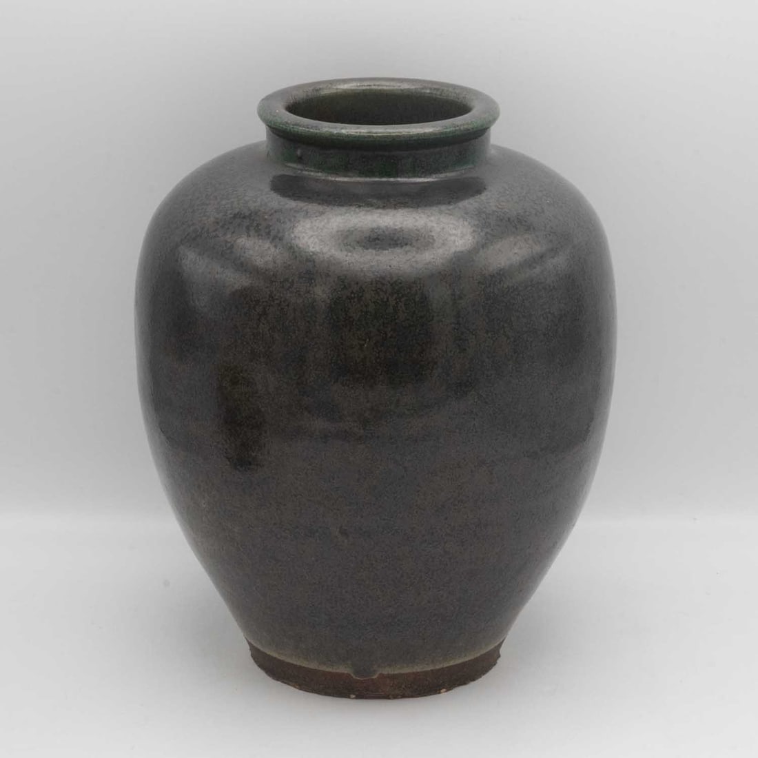 Antique Chinese Likely Qing Dark Mottled Glazed Stoneware Jar (1 of 8)