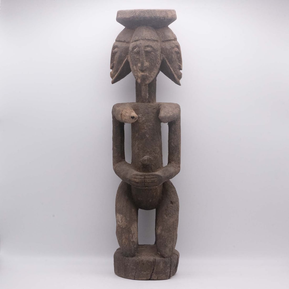 Antique Dogon Mali Three-Faced Guinin Wood Altar Figure (1 of 7)