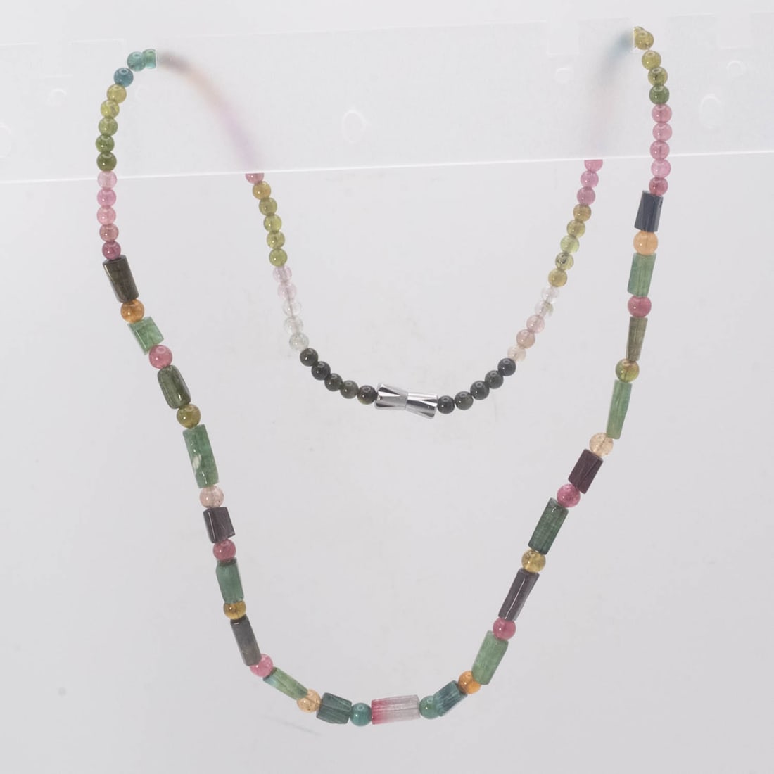 Natural Multicolor Tourmaline Crystal & Round Bead Necklace (1 of 5)