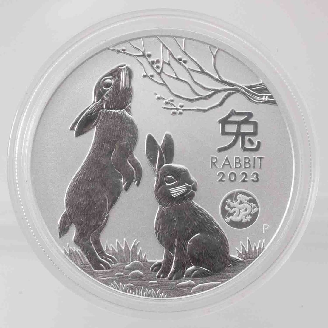 2023 Australia Perth Mint Rabbit Dragon Privy 1oz Silver Coin: MLC01455 Provenance: Acquired from reputable coin dealers. Subject: Australia Perth Mint Rabbit Dragon Privy 1oz Silver Coin Medium: 999 Silver Year: 2023 Condition: MSBU Note: Any condition statement