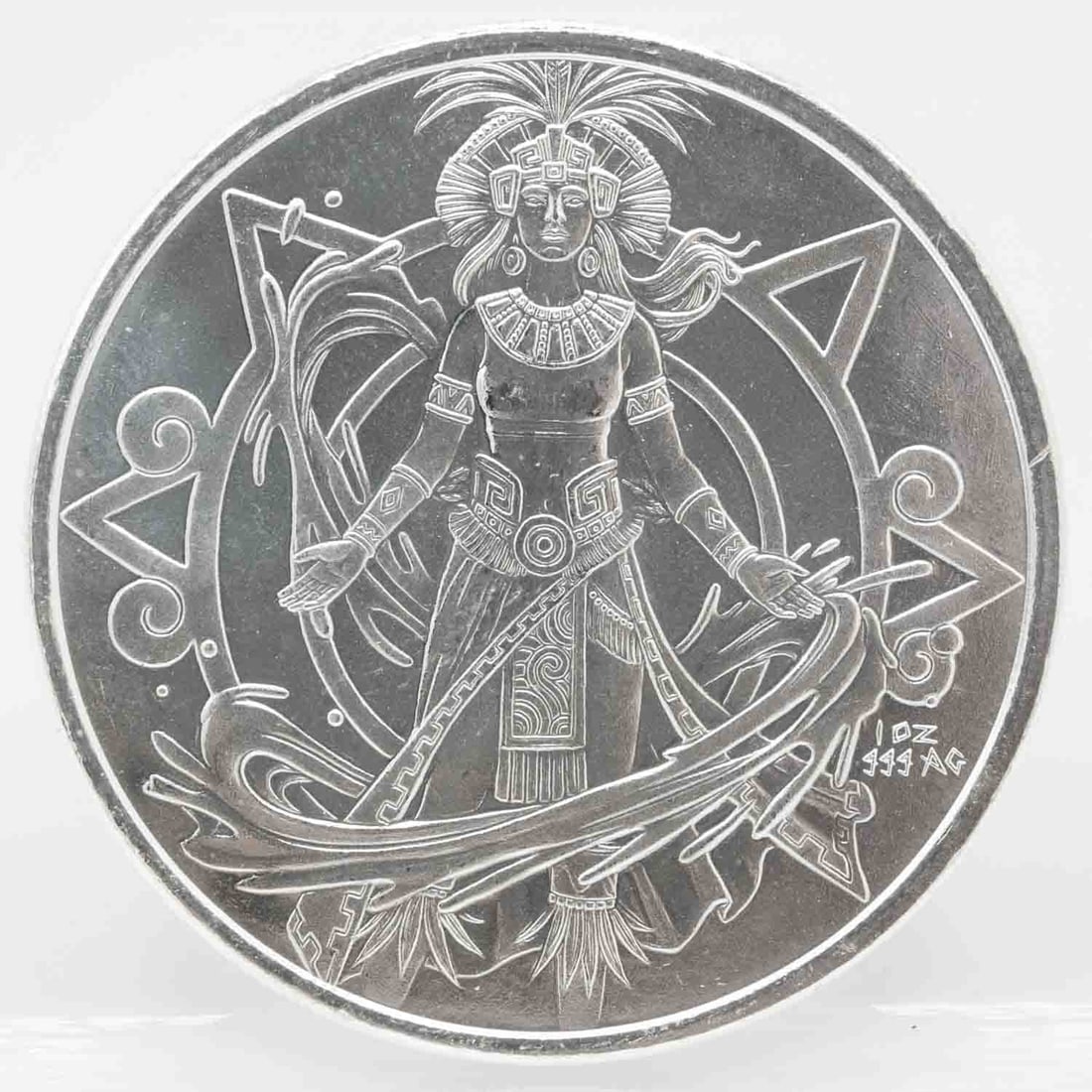 Aztec Water Deity 1oz Silver Round: Subject: Aztec Water Deity 1oz Silver Round Medium: 999 Silver Year: Condition: MS Note: Any condition statement is given as an opinion and should not be treated as a statement of fact. Please see pho