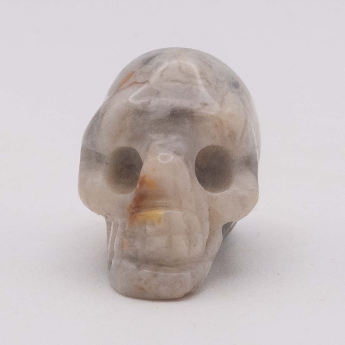 Vintage Carved Crazy Lace Agate Miniature Skull (1 of 5)