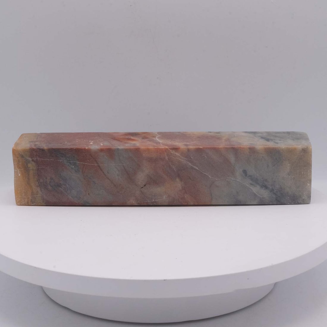 Chinese Shoushan Stone Rectangular Seal Blank: Medium: Shoushan Stone Size: 1.5x1.5x7.3 inches Age/Detail: Chinese Condition: great overall, check photo for condition reference. Provenance: Please view all the photos as they are part of the condit