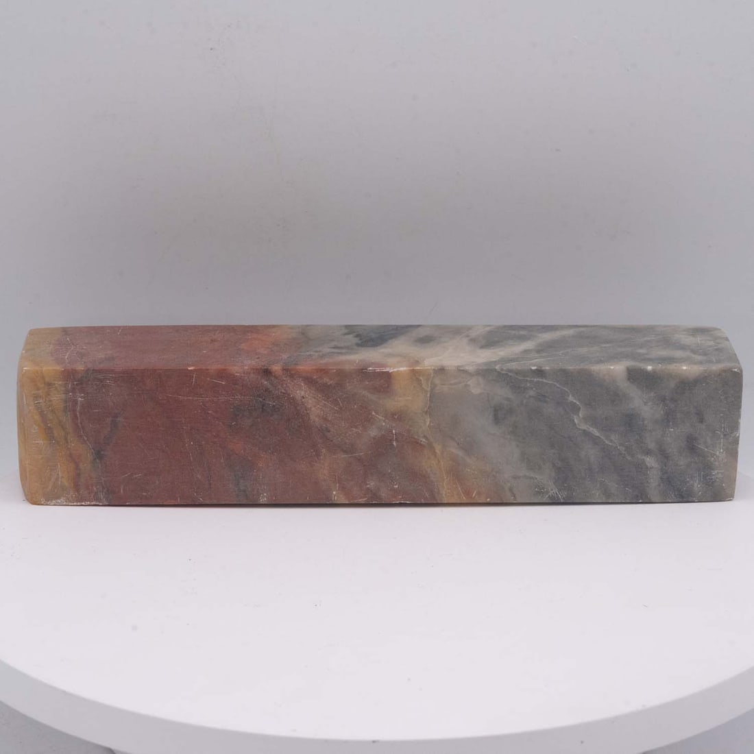 Chinese Shoushan Stone Rectangular Seal Blank: Medium: Shoushan Stone Size: 1.5x1.5x7.4 inches Age/Detail: Chinese Condition: great overall, check photo for condition reference. Provenance: Please view all the photos as they are part of the condit