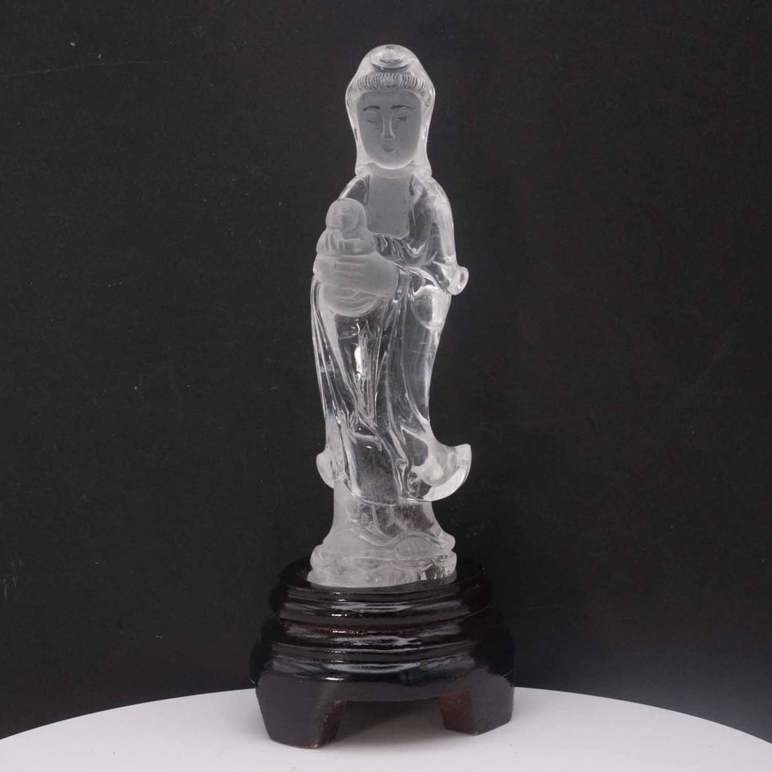 Chinese Carved Natural Clear Quartz Guanyin Sculpture (1 of 7)