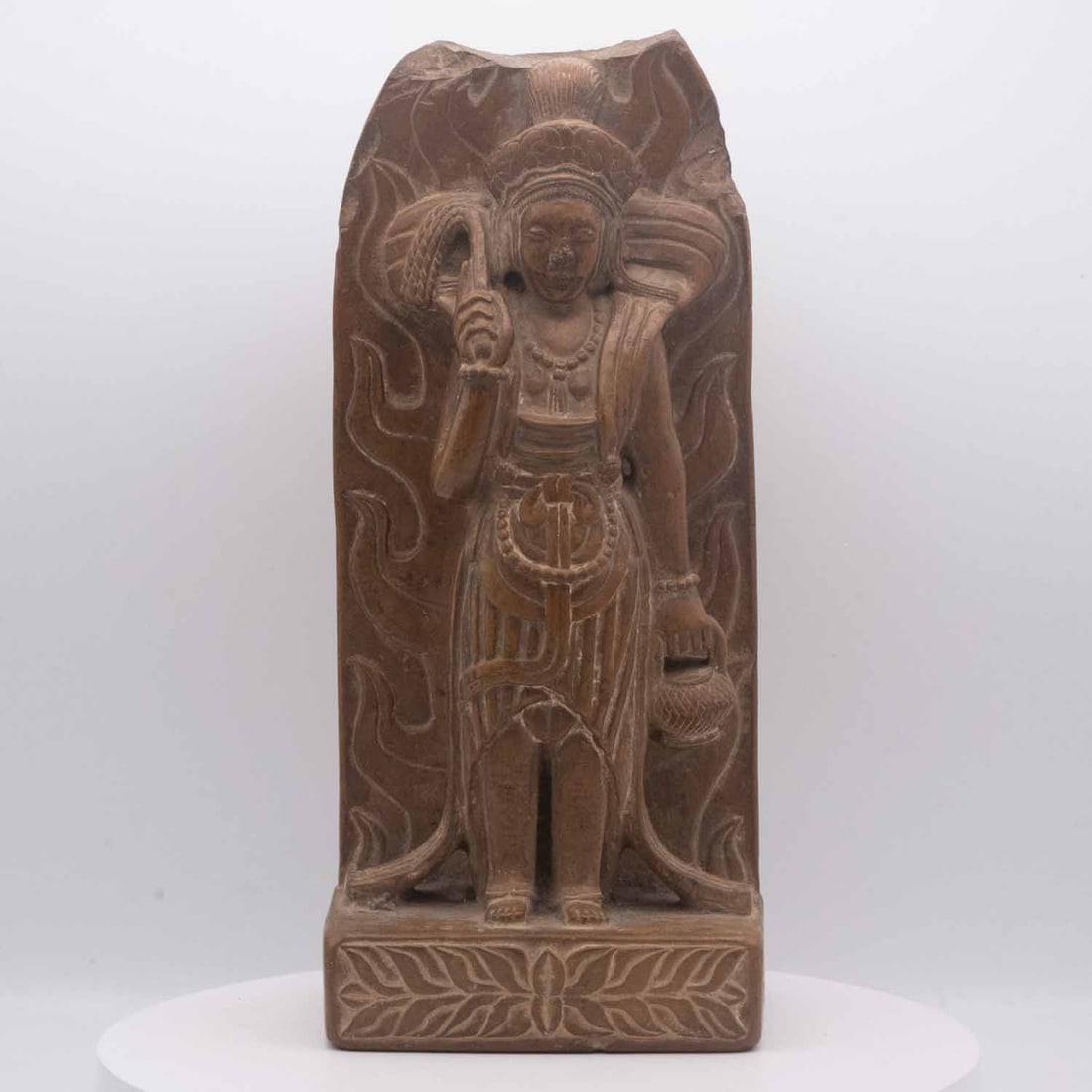 Antique 20th C. Indian Carved Soapstone Female Deity Relief Sculpture: Medium: Carved Soapstone Size: 4.5x3.5x10 inches Age/Detail: Antique 20th C. Indian Condition: great overall, check photo for condition reference. Provenance: Collection from Estate in Williamsburg Pl