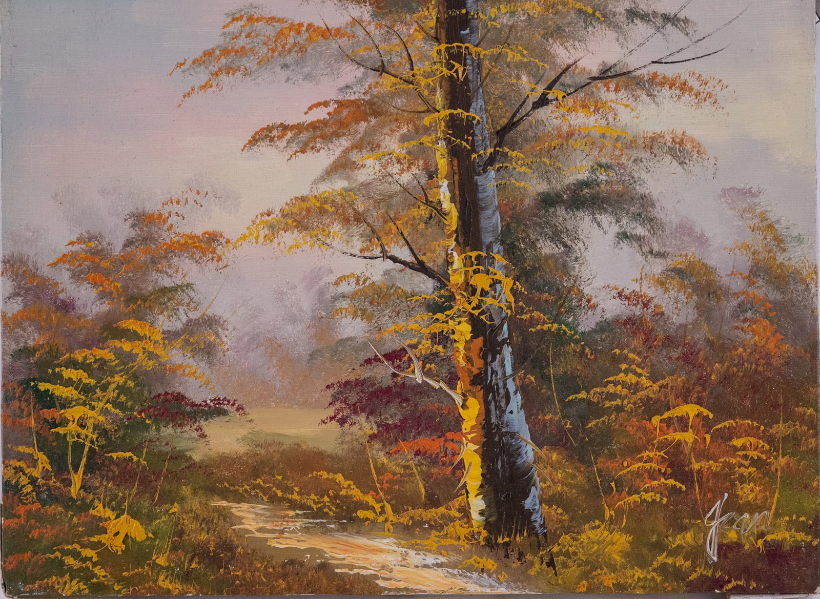 Vintage Scenic Oil On Canvas "Path In Woods": Title: Path In Woods Medium: Oil On Canvas Size: 12 x 16 inches Age: Vintage Condition: Great Overall All Signature: Signed Provenance: Collection From Glen Cove Please view all the photos as they are
