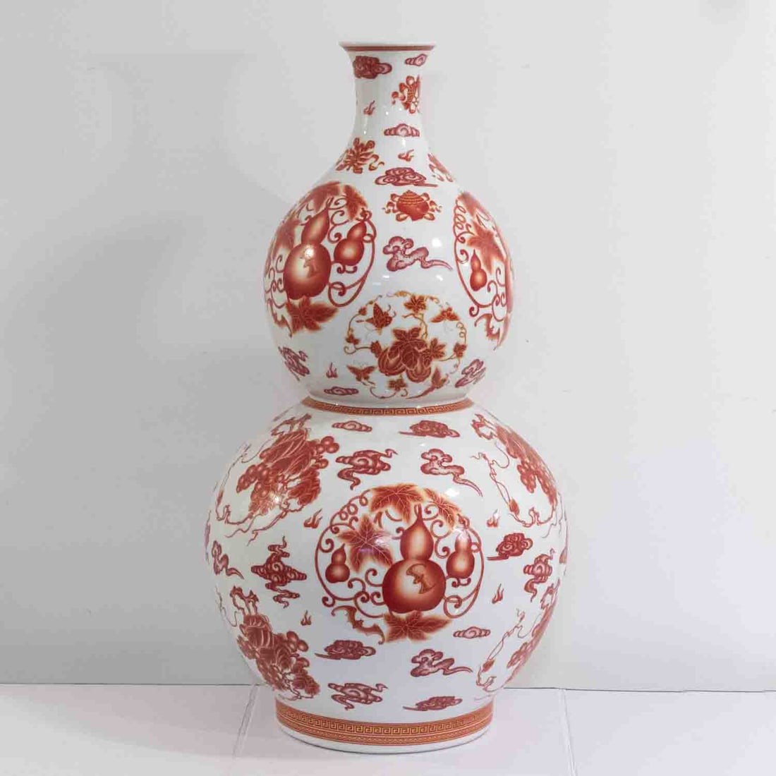 Very Large 25" Chinese Porcelain Double Gourd Vase: Medium: Porcelain Size: 12x12x25 inches Age/Detail: Very Large 25" Chinese Condition: great overall, check photo for condition reference. Provenance: Collection from Estate in Williamsburg Please view
