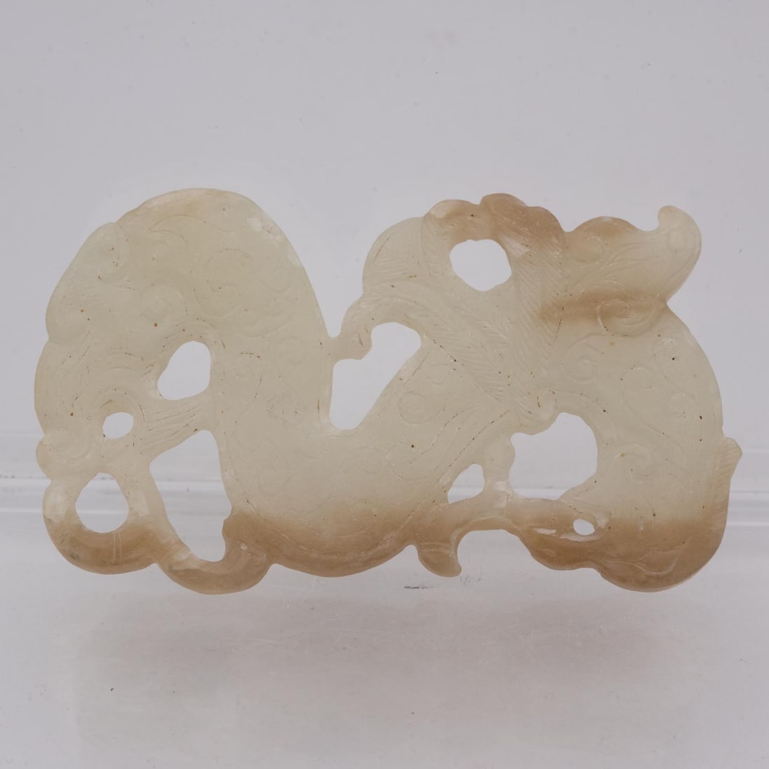 Antique Chinese Carved Jade Dragon Amulet: Medium: Jade Size: 2.5x1.5x0.2 inches Age/Detail: Antique Chinese Carved Condition: great overall, check photo for condition reference. Provenance: Collection from Estate in Tribecca Please view all t
