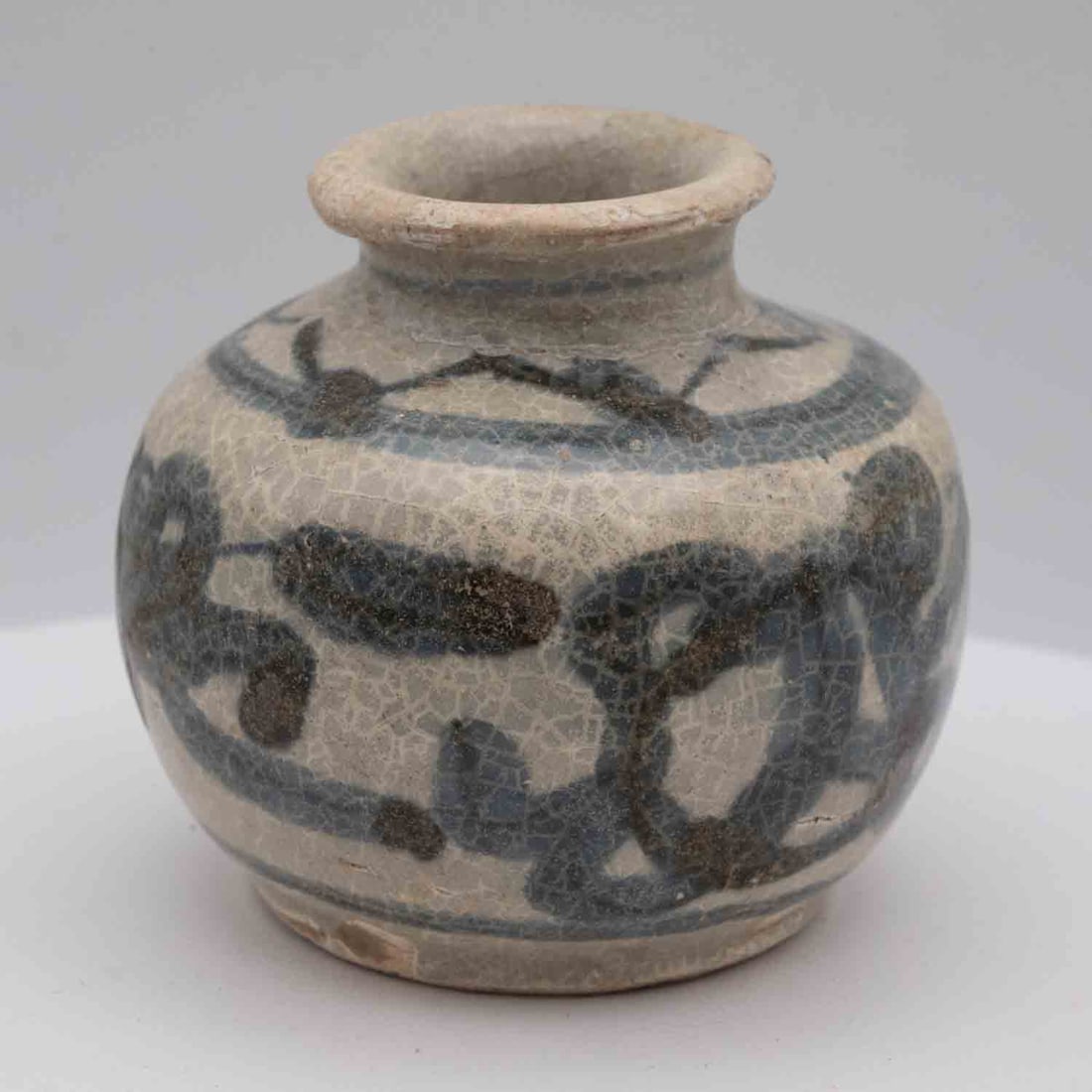 Antique Asian Porcelain Blue And White Small Bottle: Medium: Porcelain Blue And White Size: 2.7x3x3 inches Age/Detail: Antique Asian Condition: great overall, check photo for condition reference. Provenance: Collection from Estate in Tribecca Please vie