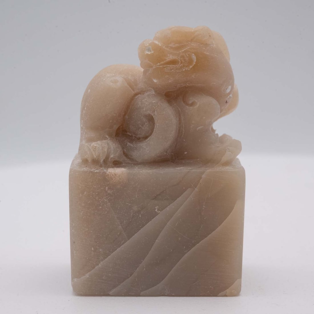 Chinese Carved Soapstone Mythical Beast Seal Stamp: Medium: Soapstone Size: 1.8x1.3x0.8 inches Age/Detail: Chinese Carved Condition: great overall, check photo for condition reference. Provenance: Collection from Estate in Tribecca Please view all the 