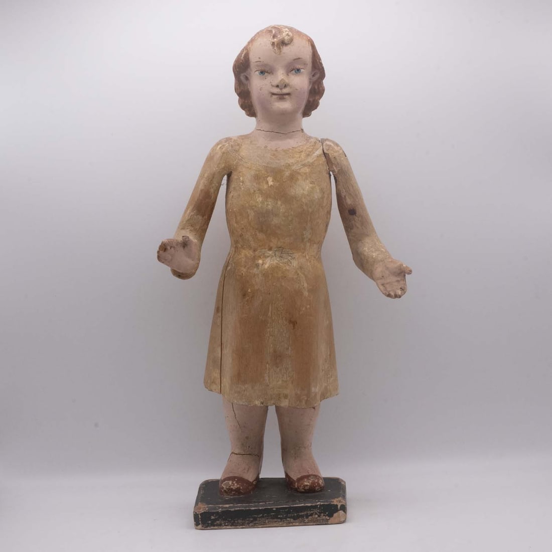 Antique 19th C Spanish Colonial Polychrome Wood Articulated Santo Figure (1 of 8)