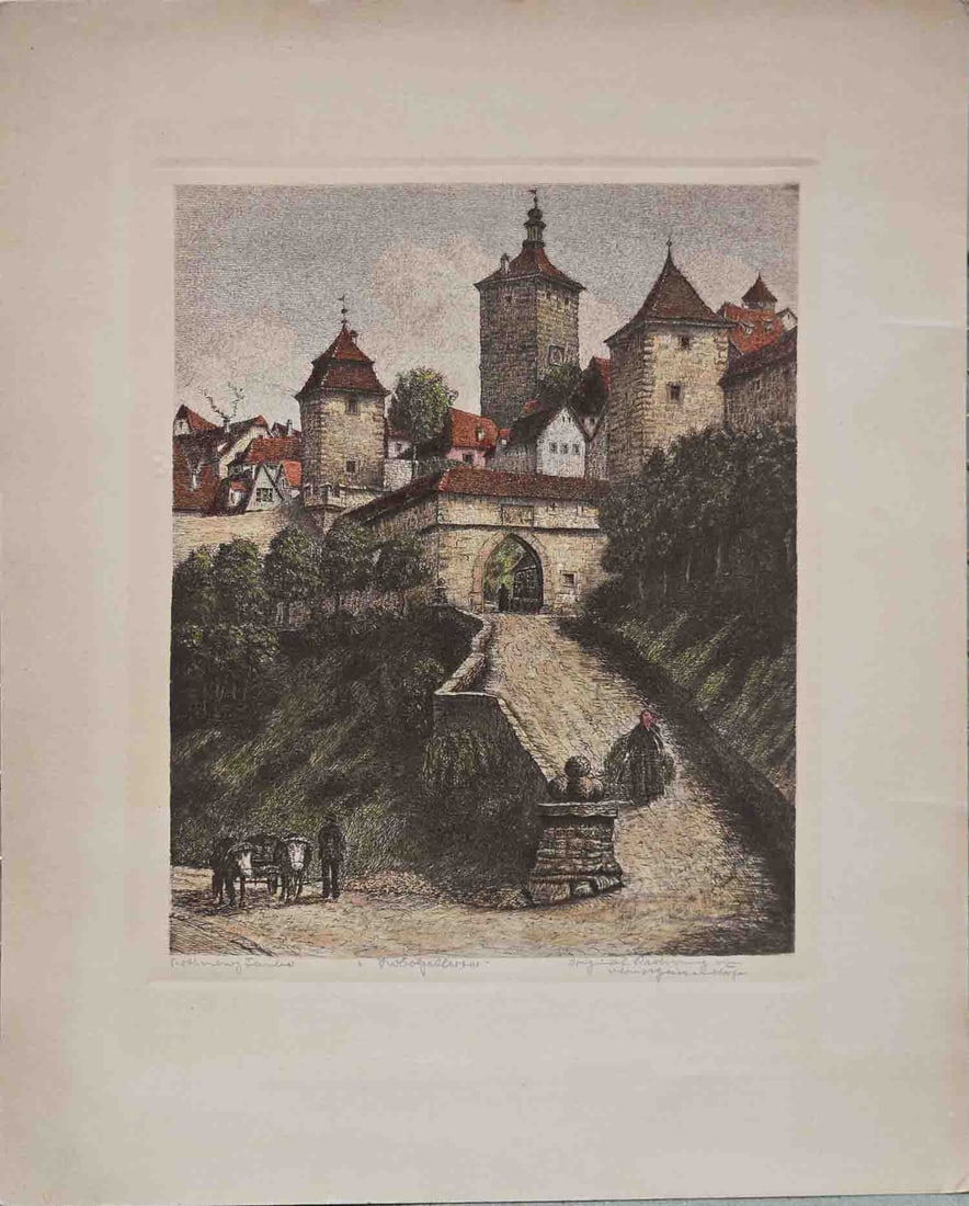 Vintage Impressionist Lithograph On Paper "Italian Village": Title: Italian Village Medium: Lithograph On Paper Size: 16.5 x 13 inches Frame: 16.5 x 13 inches Age: Vintage Condition: Great, please check photo for condition reference Provenance: Pencil Signed Es
