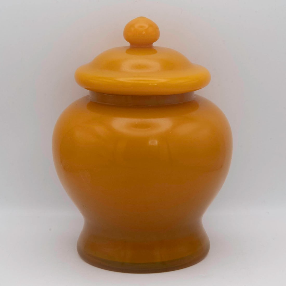 Antique Chinese Yellow Peking Glass Lidded Jar: Medium: Yellow Peking Glass Size: 6x6x8.5 inches Age/Detail: Antique Chinese Condition: great overall, check photo for condition reference. Provenance: Collection from Estate in Williamsburg Please vi