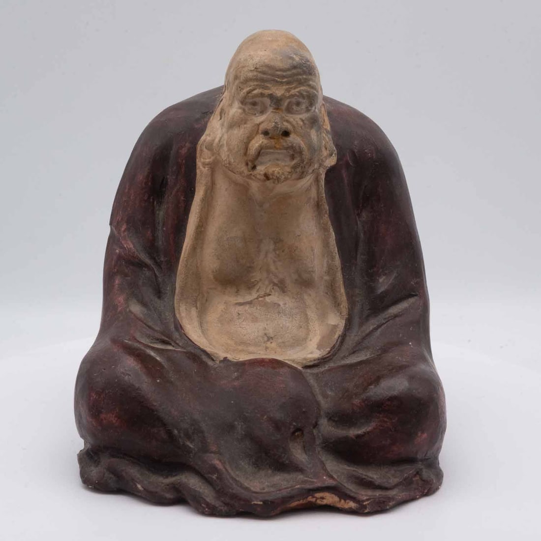 Antique Chinese Ceramic Monk Sculpture: Medium: Ceramic Size: 5x4.3x4.5 inches Age/Detail: Antique Chinese Condition: great overall, check photo for condition reference. Provenance: Collection from Estate in Tribecca Please view all the pho