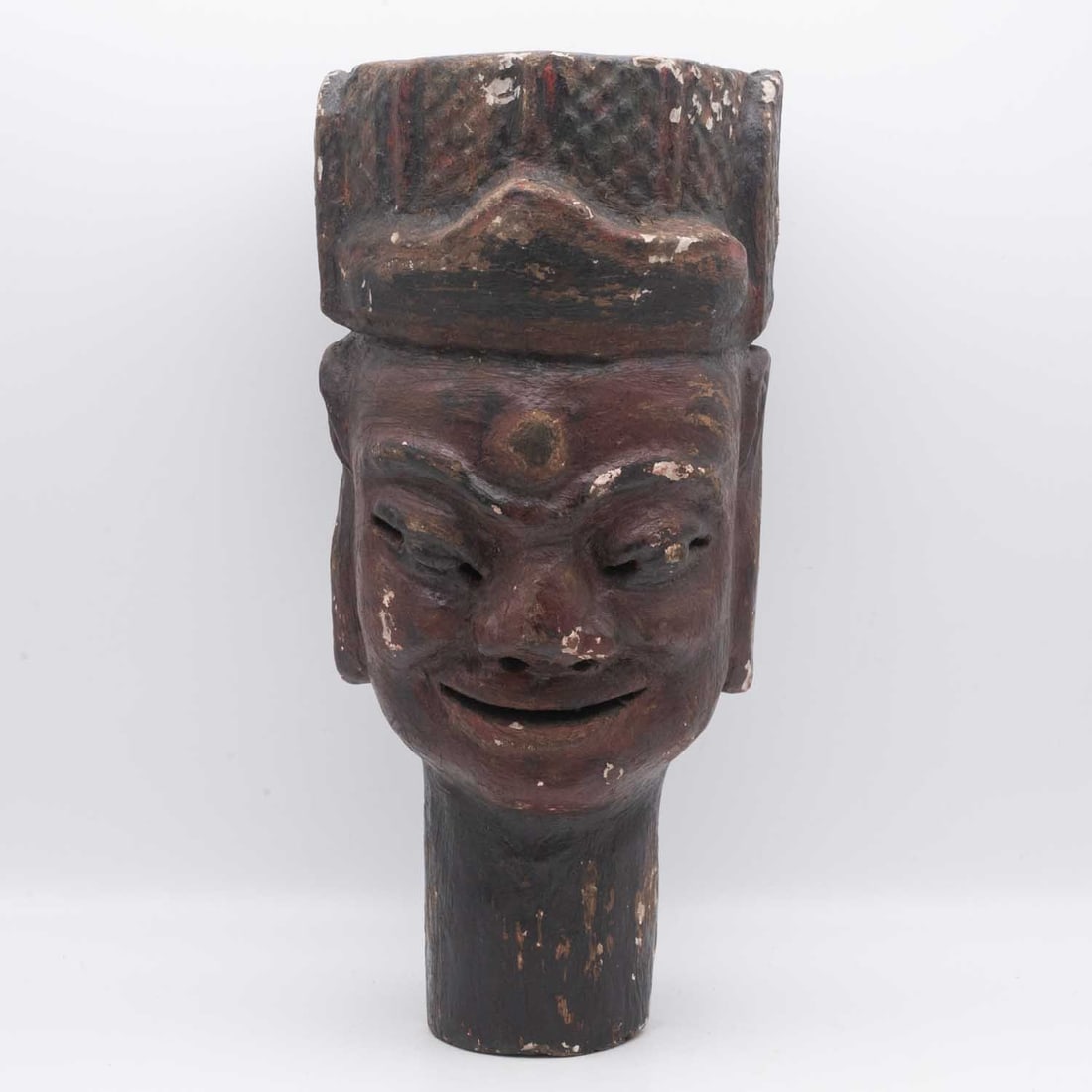 Antique South Asian Carved Wood Terrifying Aspect Buddhist Sculpture: Medium: Wood Size: 10.5x5x4.5 inches Age/Detail: Antique South Asian Carved Condition: great overall, check photo for condition reference. Provenance: Collection from Estate in Tribecca Please view al