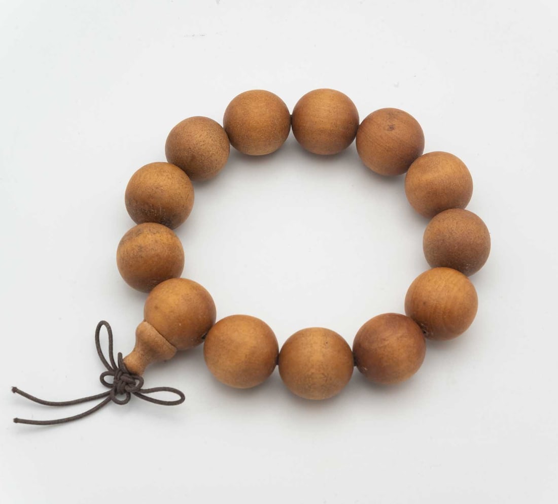 Chinese Sandalwood Bead Bracelet: Medium: Sandalwood Size: 2cm diameter per bead Age/Detail: Chinese Condition: Great, check photo for condition reference Provenance: Collection from Estate in Tribecca Please view all the photos as th