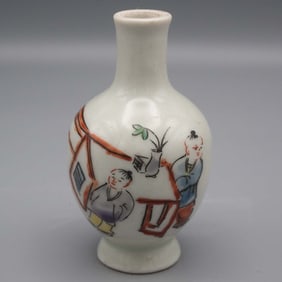Antique Chinese Qing/Republic Porcelain Snuff Bottle, Boys