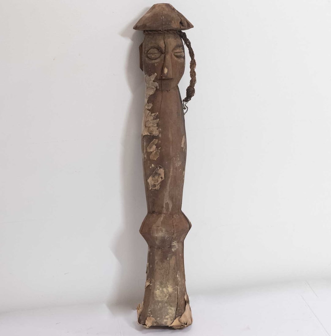 Antique African Wood Ritual Staff, Post Figure: Medium: Wood Size: 4.5x4.5x19 inches Age/Detail: Antique African Condition: great overall, check photo for condition reference. African carved wooden ritual staff or post figure, West or Central Afric
