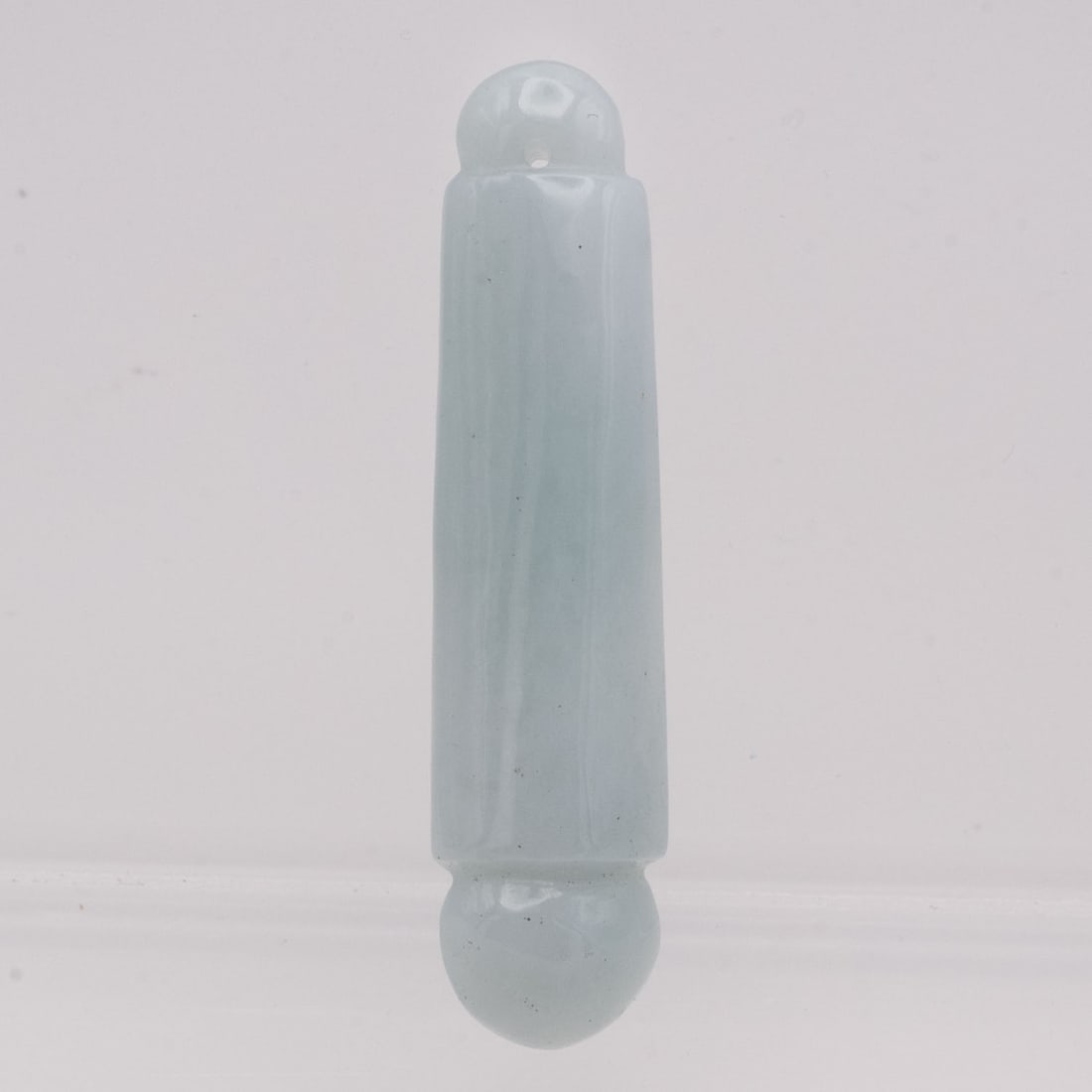 Chinese Carved Natural Celadon Jadeite Pendant: Medium: Natural Celadon Jadeite Size: 2.3x0.6x0.3 inches Age/Detail: Chinese Carved Condition: great overall, check photo for condition reference. Provenance: Please view all the photos as they are