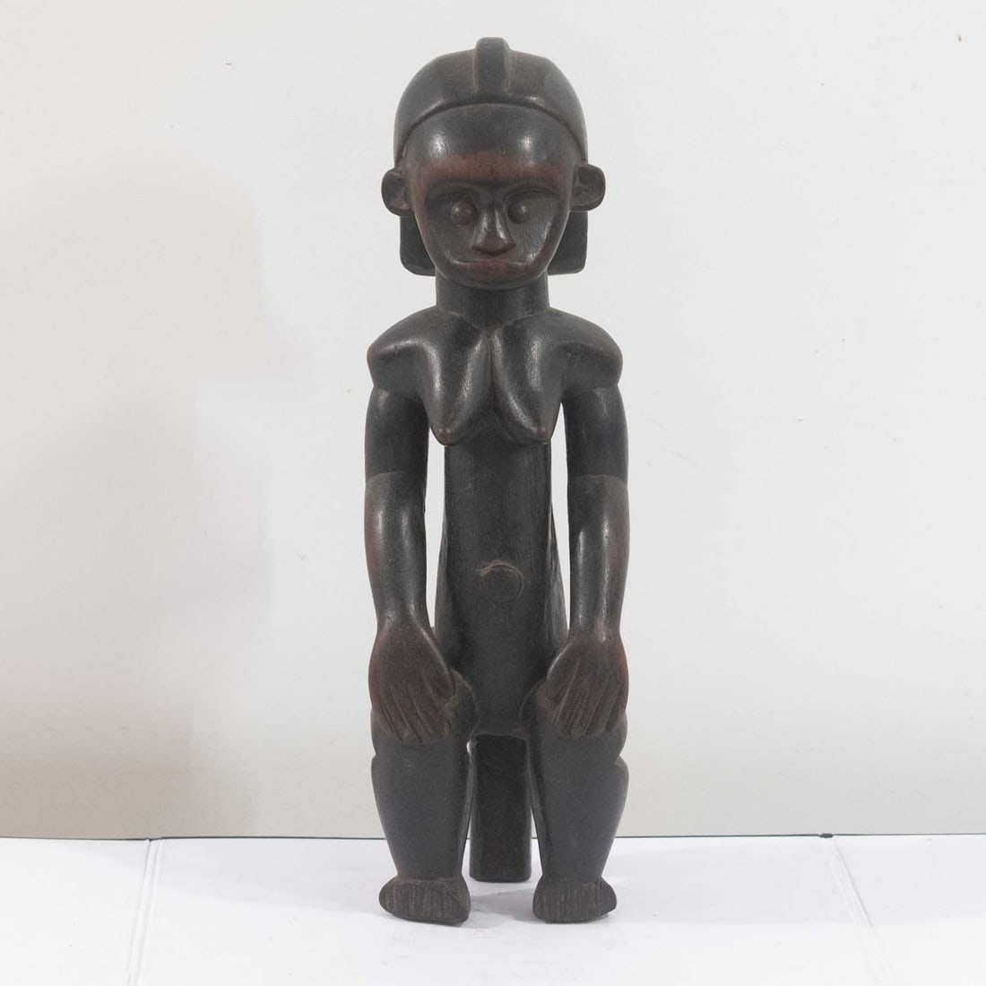 Old African Fang Style Carved Wood Female Ancestor Figure: Medium: WoodSize: 4.3x4x14 inchesAge/Detail: Old African Fang Style CarvedCondition: great overall, check photo for condition reference.generally good, with scattered surface wear, scratches and minor