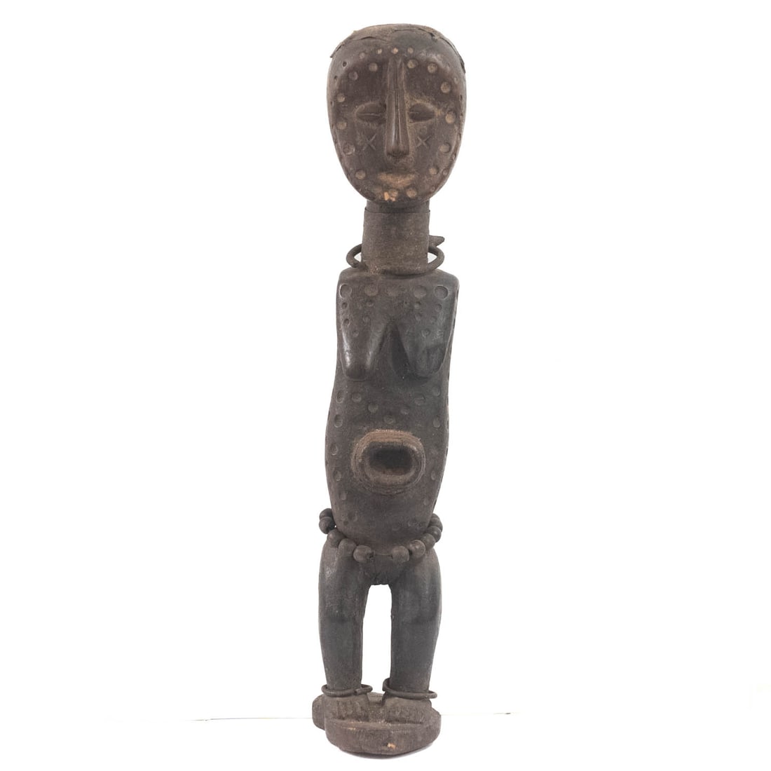 Old African Namji Dowayo Cameroon Carved Wood Fertility Figure, Cameroon: Medium: WoodSize: 5.5x5.3x27 inchesAge/Detail: Old African Namji Dowayo Cameroon CarvedCondition: great overall, check photo for condition reference.Provenance:Please view all the photos as they are p