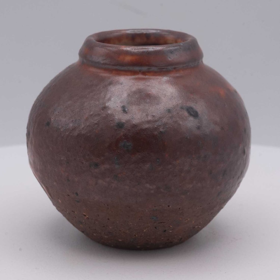 Old Japanese Shigaraki Iron Glazed Stoneware Jar, Takahashi Rakusai Mark (1 of 5)