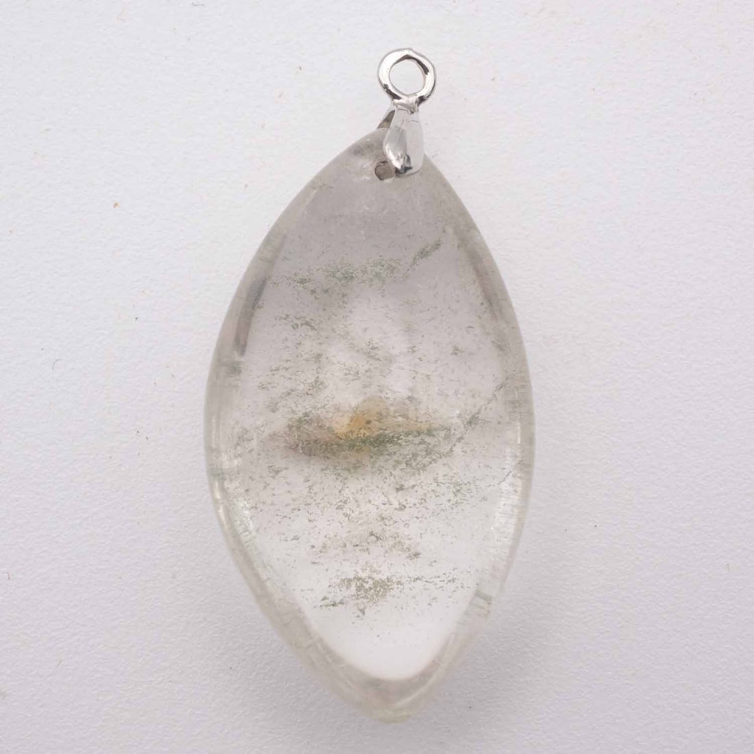 Natural Clear Quartz Teardrop Pendant: Medium: Clear Quartz Size: 1.6x0.8x0.6 inches Age/Detail: Natural Condition: great overall, check photo for condition reference. Provenance: Collection from Estate in Tribecca Please view all the phot