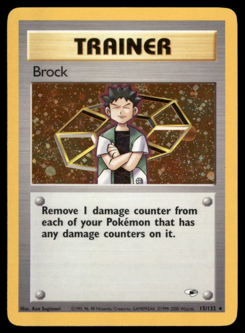 Brock 15/132 Gym Heroes Pokemon Card Unlimited Holo: Please Note: Pick up is by appointment only. All items are sold as is and all sales are final. Please refer to the photos for condition, a lack of description does not indicate that a card is in perfe
