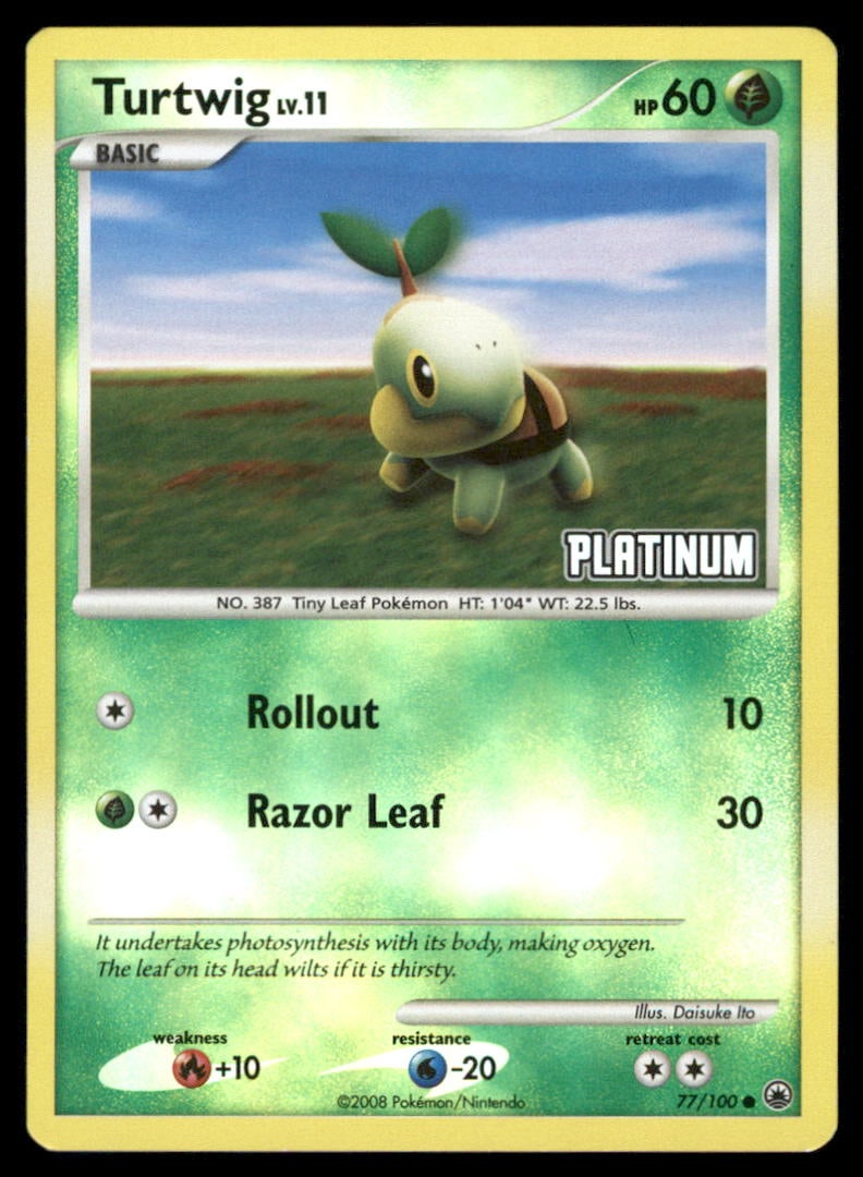 Turtwig 077/100 Burger King Pokemon Card Reverse Holo: Please Note: Pick up is by appointment only. All items are sold as is and all sales are final. Please refer to the photos for condition, a lack of description does not indicate that a card is in perfe