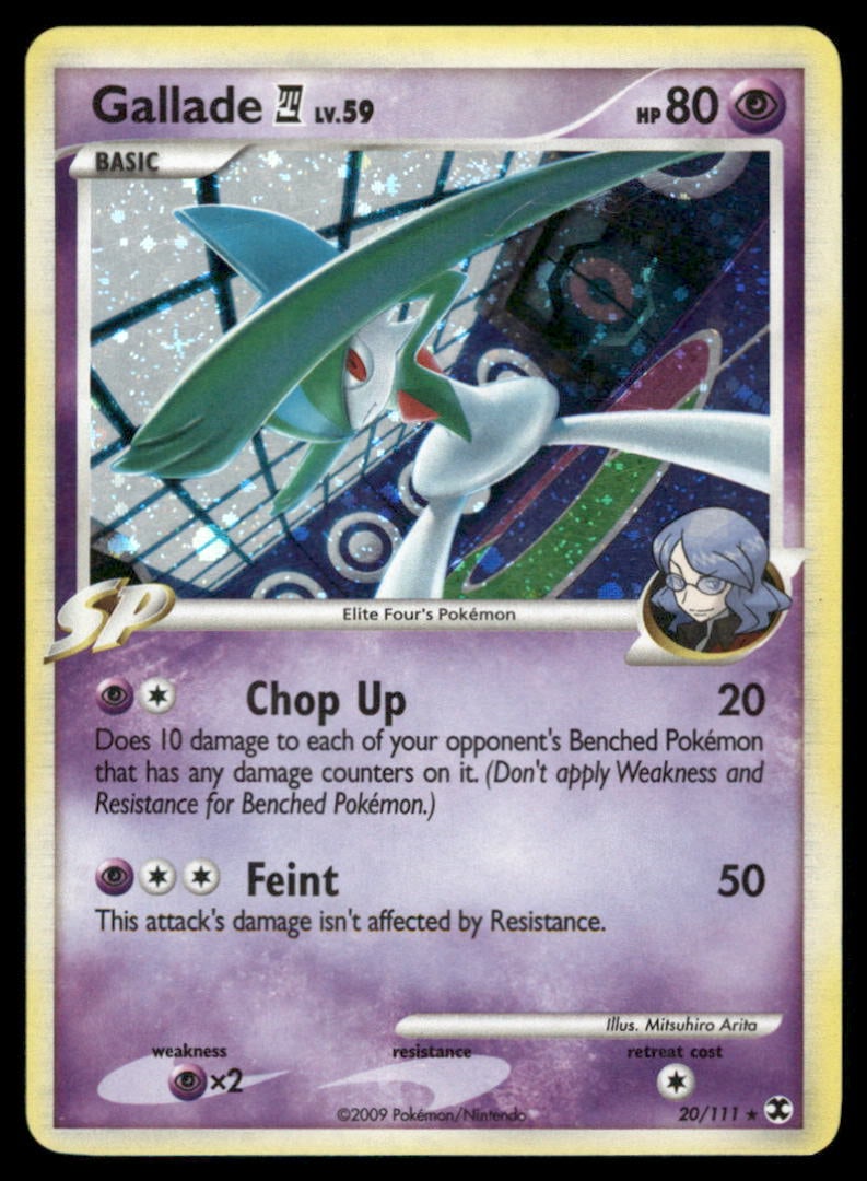 Gallade E4 (DPPt Rising Rivals) 20/111 Holo Deck Exclusives Pokemon Card: Please Note: Pick up is by appointment only. All items are sold as is and all sales are final. Please refer to the photos for condition, a lack of description does not indicate that a card is in perfe
