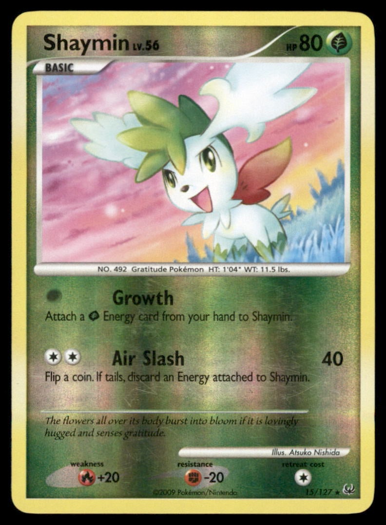 Shaymin 15/127 Platinum Pokemon Card Reverse Holo: Please Note: Pick up is by appointment only. All items are sold as is and all sales are final. Please refer to the photos for condition, a lack of description does not indicate that a card is in perfe