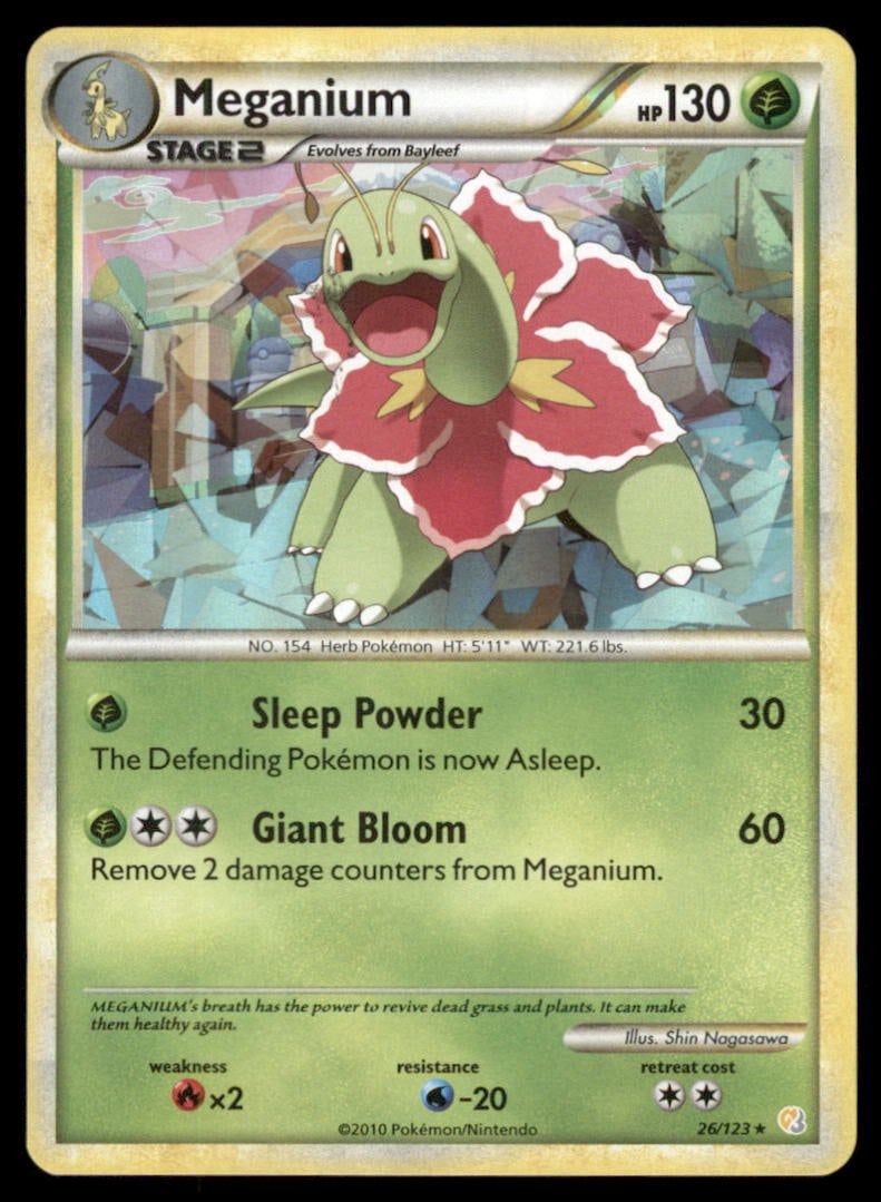 Meganium (Cosmos Holo) 26/123 Deck Exclusives Pokemon Card: Please Note: Pick up is by appointment only. All items are sold as is and all sales are final. Please refer to the photos for condition, a lack of description does not indicate that a card is in perfe