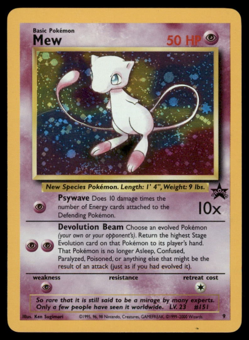 Mew 9 Wizards Black Star Promos Pokemon Card Holo: Please Note: Pick up is by appointment only. All items are sold as is and all sales are final. Please refer to the photos for condition, a lack of description does not indicate that a card is in perfe