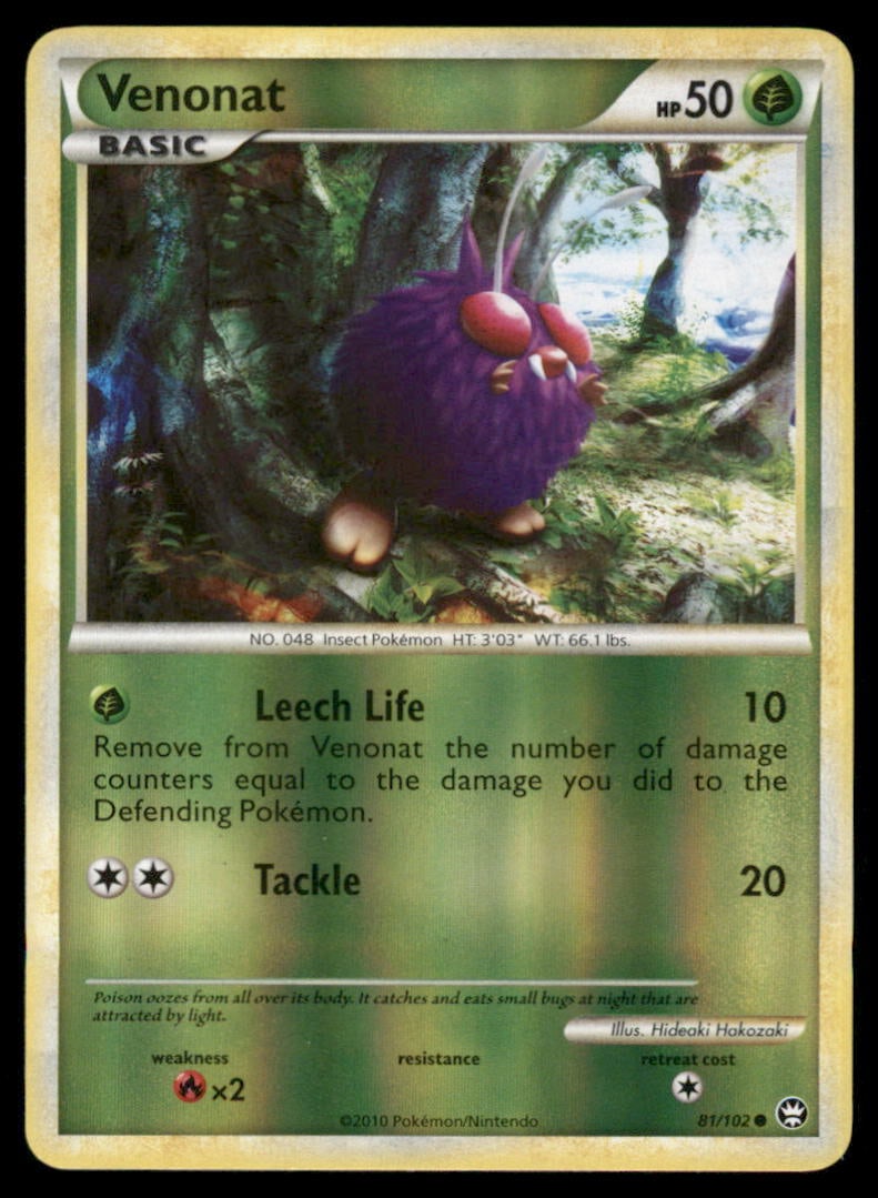 Venonat 81/102 HGSS Triumphant Pokemon Card: Please Note: Pick up is by appointment only. All items are sold as is and all sales are final. Please refer to the photos for condition, a lack of description does not indicate that a card is in perfe