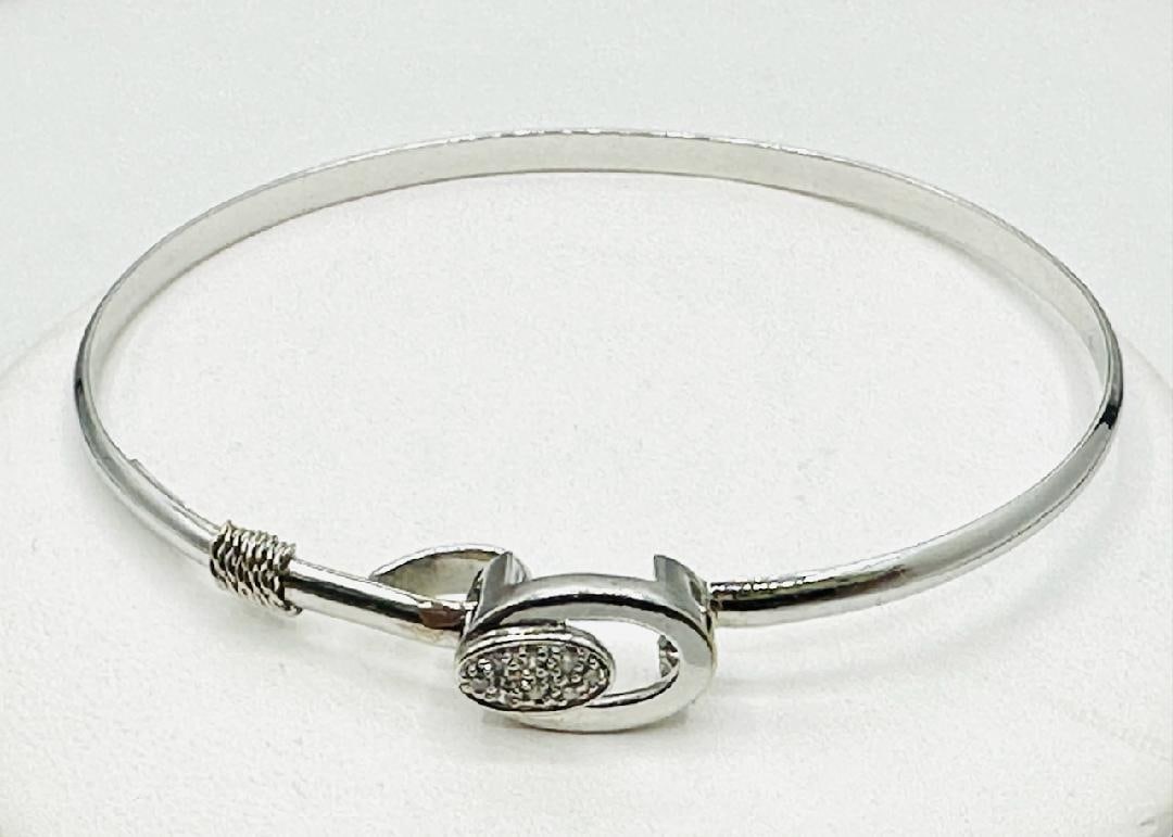 Natural Diamond Bangle Bracelet in 14KT White Gold # 2195 (1 of 4)