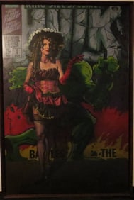 Pretty Lady And The Hulk - Original Oil On Board