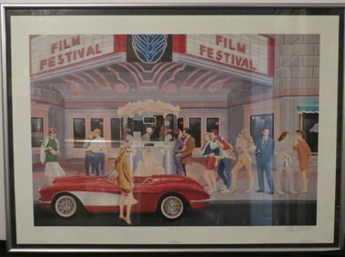 "Film Festival" 106/850 - Keith Mallett 1991 - Mixed Media Serigraph - Signed & Numbered