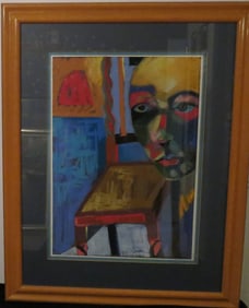 Colorful Head With Table Shape - Jay Paul Apodaca Painting