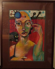 Colorful Bald Woman - Signed Jay Paul Apodaca