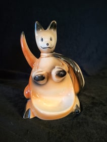 Vintage 1956 Boxing Kangaroo Dresser Caddy - Ceramic with Watch Holder Pouch