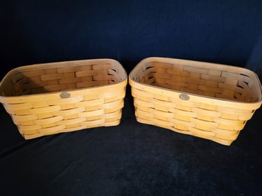 Peterboro Wood Baskets - set of 2 11.5x18x8.5