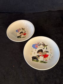 Child and Black Sheep - James Kent Fine Earthenware Decorative Plate and Bowl - set of 2