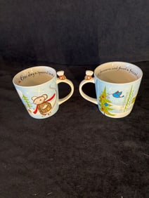 Starbucks 2010 Huxley Mouse Squirrel Holiday Coffey Bone China Mugs 8oz - set of 2