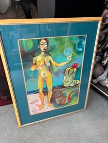Woman With Fish - Signed Jay Paul Apodaca