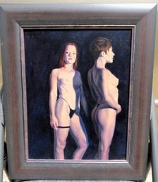 Jeff Dodd - Nude Woman Standing - Red Head Facing Front - Original Oil On Board, No COA