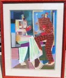 Two Cubist People Sitting - Jay Paul Apodaca Painting