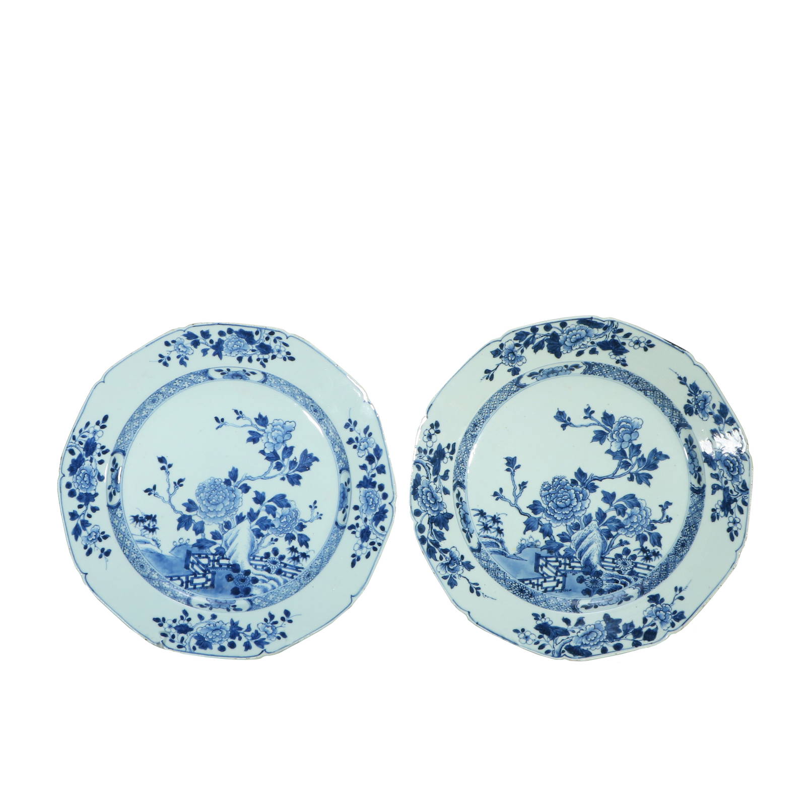 A Pair of Blue and White Porcelain Plates