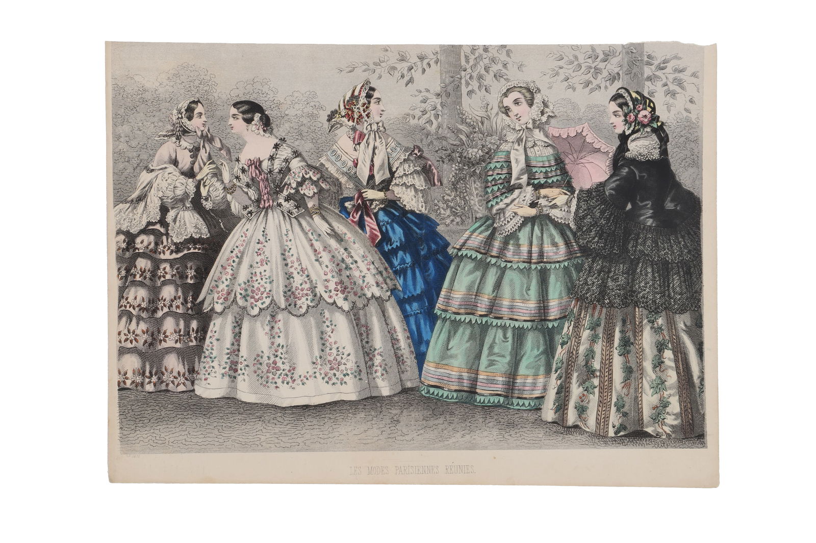 A Hand Colored Copperplate Print, Antique Style Dress (Printed matter)