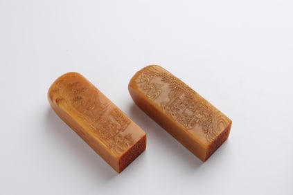 A Pair of Field-Yellow Stone Seals